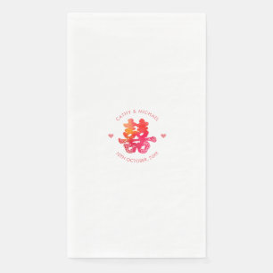 Waterverf dubbel geluk florale Chinese bruiloft Servet