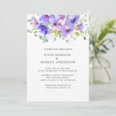 waterverf dubbel monogram violette tuin kaart (Staand voorkant)