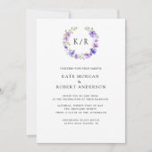 waterverf dubbele monogram violettuin kaart (Voorkant)