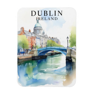 Waterverf Dublin Ierland Travel Art Magnet Magneet