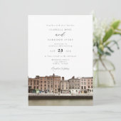 Waterverf Dublin Ireland Skyline River Wedding Kaart (Staand voorkant)