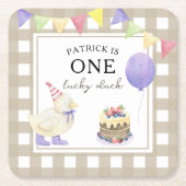 Waterverf Duck 1e verjaardag Kartonnen Onderzetters (Voorkant)