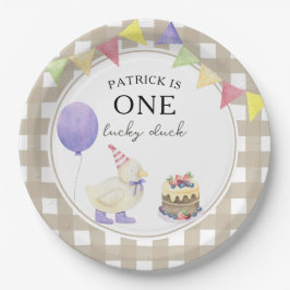 Waterverf Duck 1e verjaardag Papieren Bordje