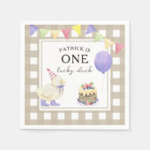 Waterverf Duck 1e verjaardag Servet (Voorkant)