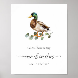 Waterverf Duck Animal Crackers Baby shower spel Poster