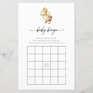 Waterverf Duck Baby shower Bingo Game Kaart
