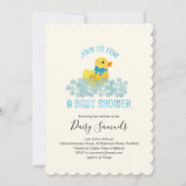 Waterverf Duck Baby shower Invitation, blauw Kaart (Voorkant)