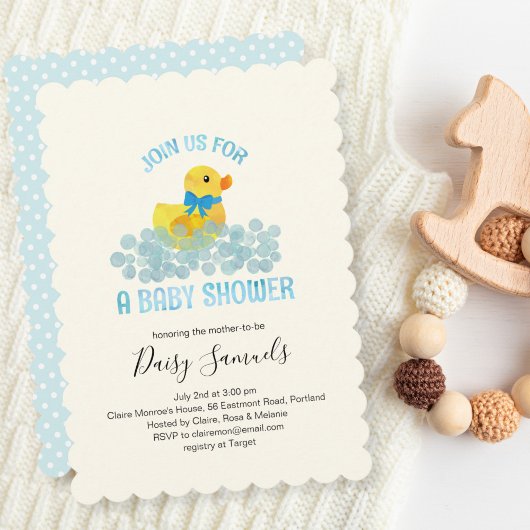 Waterverf Duck Baby shower Invitation, blauw Kaart