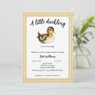 Waterverf Duck Baby shower Uitnodigen Kaart