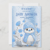 Waterverf Duck Blue Floral Baby shower Uitnodiging (Voorkant)