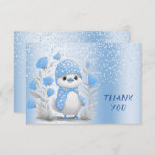 Waterverf Duck Blue Floral Dank u kaart (Voorkant / Achterkant)