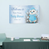 Waterverf Duck Blue Flowers Baby shower Welkom Spandoek (Beurs)