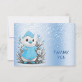 Waterverf Duck Blue Flowers bedankje Bedankkaart (Voorkant)