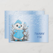 Waterverf Duck Blue Flowers bedankje Bedankkaart (Voorkant / Achterkant)