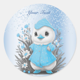 Waterverf Duck Blue Flowers Sticker