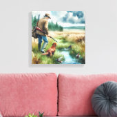 Waterverf Duck Hunter Stretched Canvas (Insitu (Woonkamer))