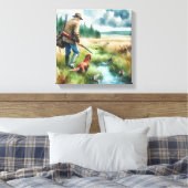 Waterverf Duck Hunter Stretched Canvas (Insitu (Slaapkamer))
