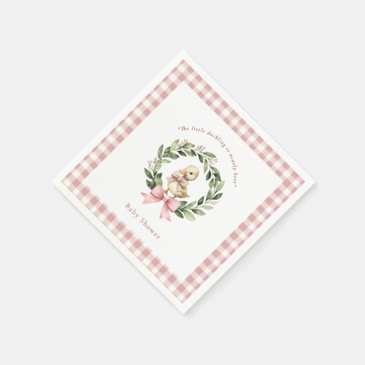 Waterverf Duck Krans Baby shower Roze servetten (Hoek)