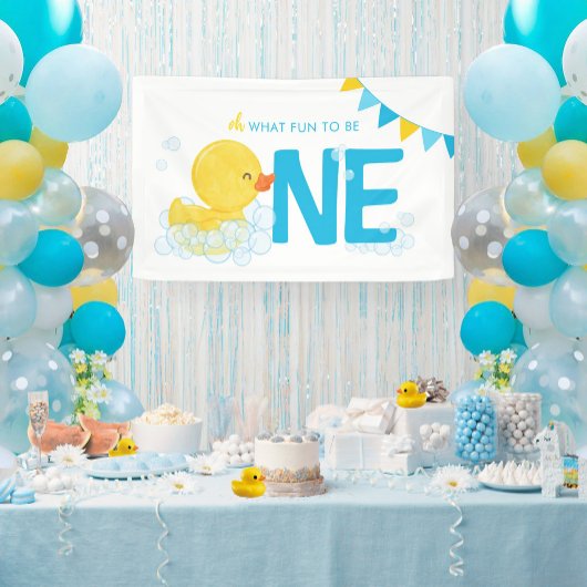 Waterverf Duck Oh wat leuk om één feestje te zijn Spandoek