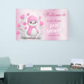 Waterverf Duck Pink Floral Baby shower Welkom Spandoek (Beurs)