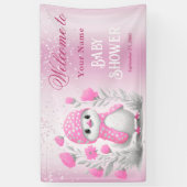 Waterverf Duck Pink Floral Baby shower Welkom Spandoek (Verticaal)