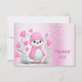 Waterverf Duck Pink Floral Dank u kaart (Voorkant)