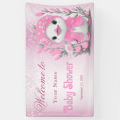 Waterverf Duck Pink Flowers Baby shower Welkom Spandoek (Verticaal)