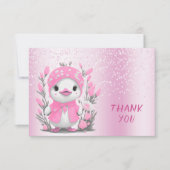 Waterverf Duck Pink Flowers bedankje Bedankkaart (Voorkant)