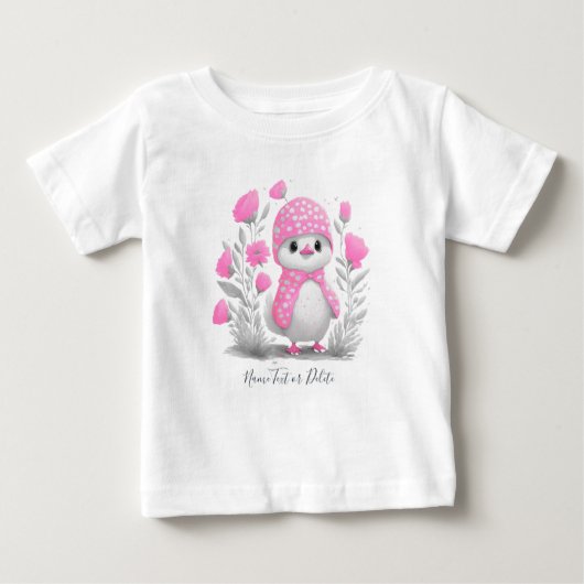 Waterverf Duck Roze Bloemen Baby T-shirt (Voorkant)