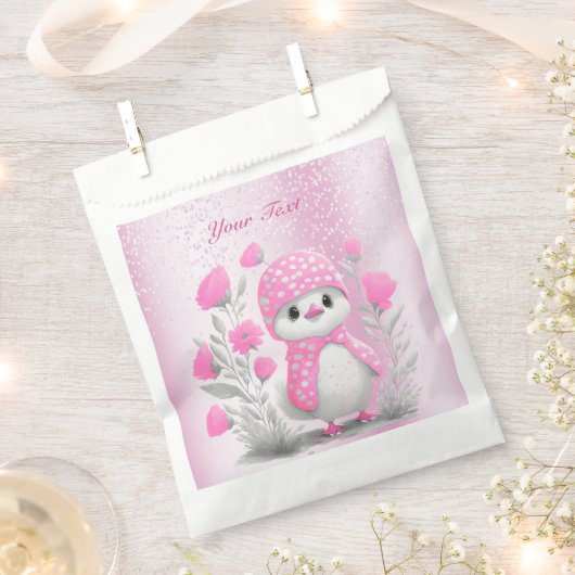 Waterverf Duck Roze Bloemen Favor Bag Bedankzakje (Geknipt)