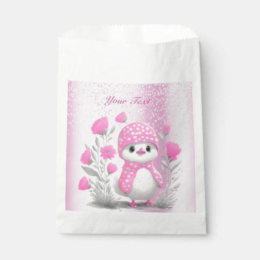 Waterverf Duck Roze Bloemen Favor Bag Bedankzakje (Voorkant)