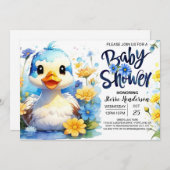 Waterverf Duck Wildflower Baby shower Kaart (Voorkant / Achterkant)