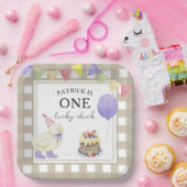 Waterverf Duckling 1e verjaardag Papieren Bordje (Feest)