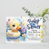 Waterverf Duckling Baby shower Whimsy Kaart (Staand voorkant)