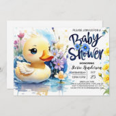 Waterverf Duckling Baby shower Whimsy Kaart (Voorkant / Achterkant)