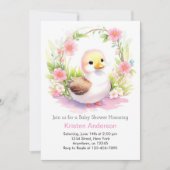 Waterverf Duckling Wildflower Meisje Baby shower Kaart (Voorkant)