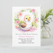 Waterverf Duckling Wildflower Meisje Baby shower Kaart (Staand voorkant)