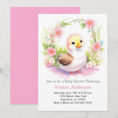 Waterverf Duckling Wildflower Meisje Baby shower Kaart (Voorkant / Achterkant)