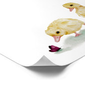 Waterverf Ducklings met vlinder Poster (Hoek)