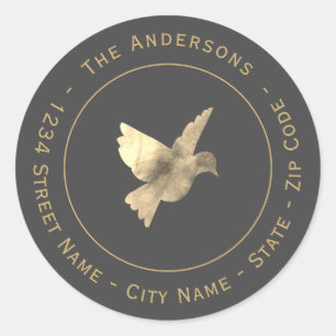 Waterverf duif retour adres label