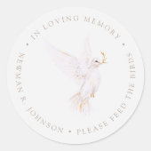 Waterverf Duif van Vrede Funeral Memorial  Ronde Sticker (Voorkant)