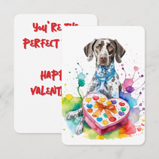 Waterverf Duits Korthaar Hart Box Note Kaart (Voorkant / Achterkant)