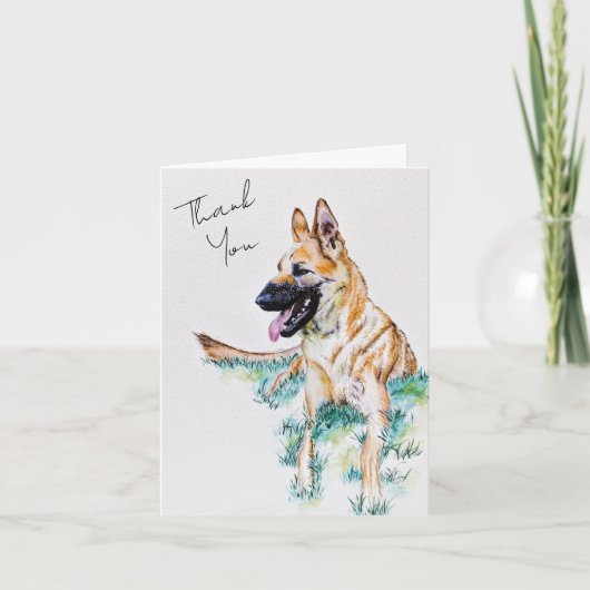 Waterverf Duits Shepherd Malinois Dog Portrait Bedankkaart (Voorkant)