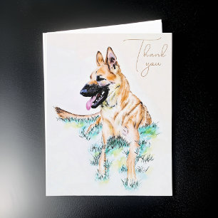 Waterverf Duits Shepherd Malinois Dog Portrait Bedankkaart