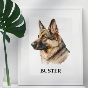 Waterverf Duits Shepherd Portrait Persoonlijk Poster
