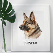 Waterverf Duits Shepherd Portrait Persoonlijk Poster