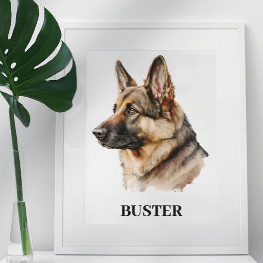 Waterverf Duits Shepherd Portrait Persoonlijk Poster