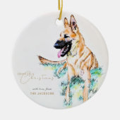 Waterverf Duitse herder Belgian Malinois Foto Keramisch Ornament (Voorkant)