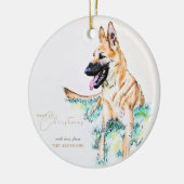 Waterverf Duitse herder Belgian Malinois Foto Keramisch Ornament (Links)
