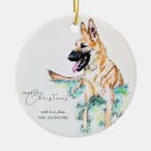 Waterverf Duitse herder Belgian Malinois Foto Keramisch Ornament (Voorkant)